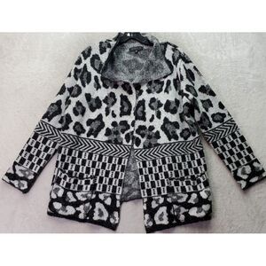 Joseph A Cardigan Sweater Women's M Multi‎ Leopard Print Long Sleeve Open Front
